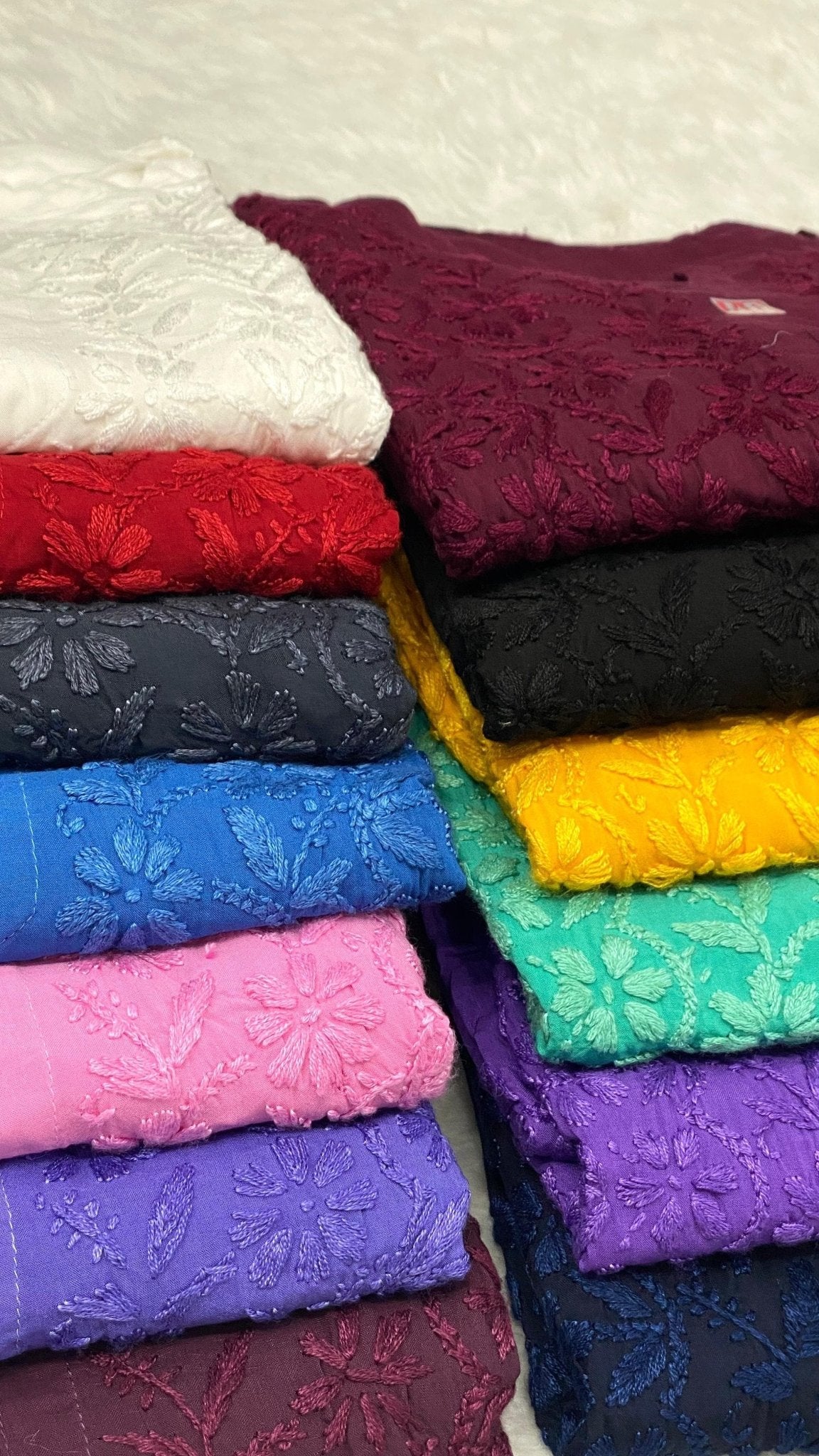 Modal cotton chikankari buta in fresh shades - Chikankari official