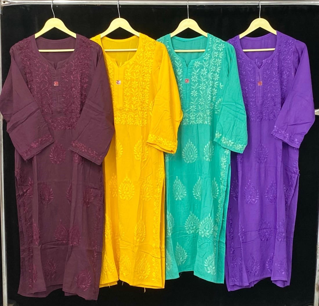 Modal cotton chikankari buta in fresh shades - Chikankari official