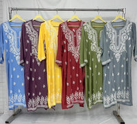 Modal Cotton Chikankari Kurtis Fresh Stocks - Chikankari official