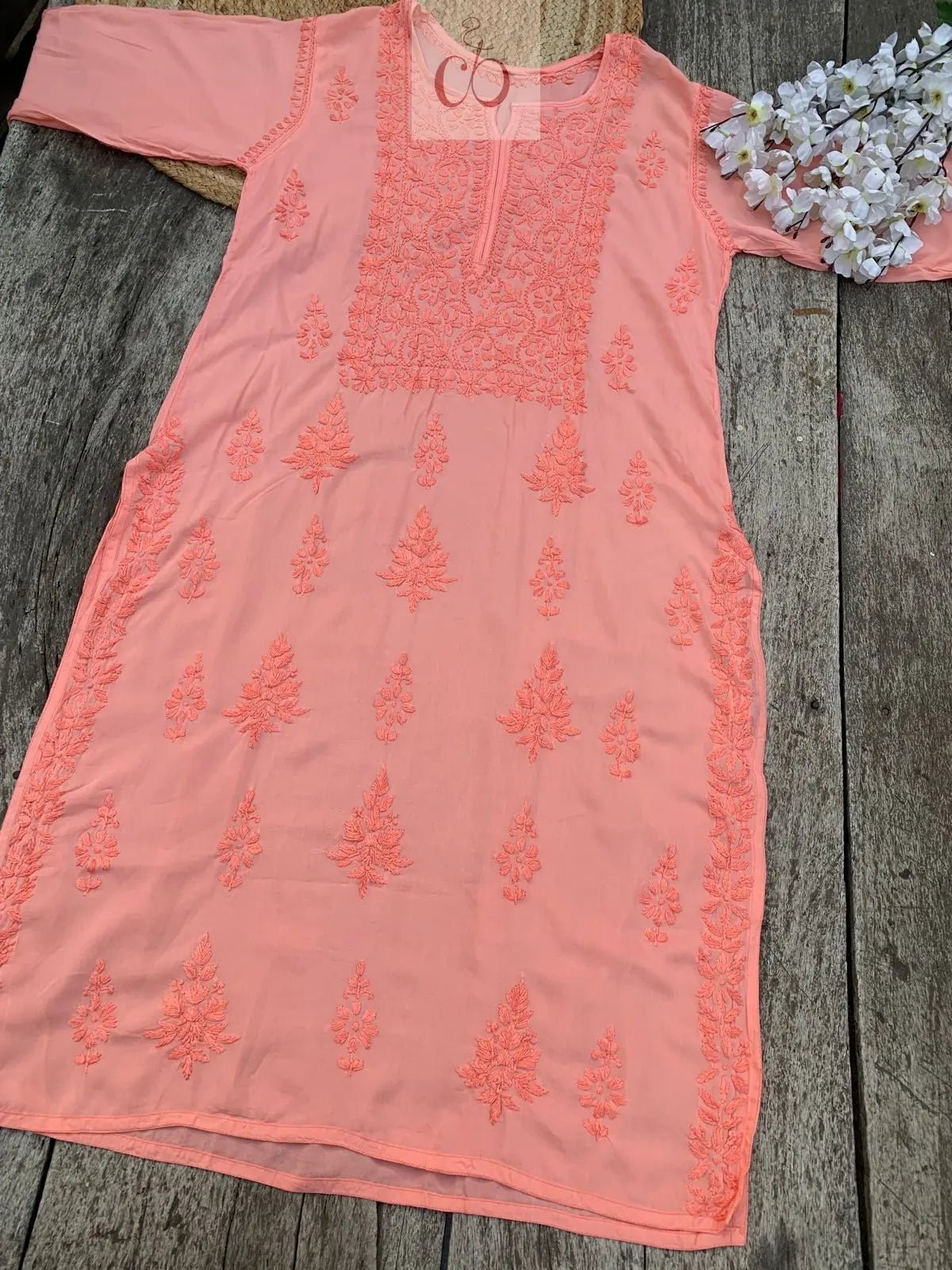 Modal Cotton Dyed Kurtis - Chikankari official