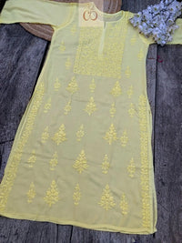 Modal Cotton Dyed Kurtis - Chikankari official