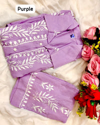 Modal Cotton Fine Embroidery Work Stylish Shirt Pant - Chikankari official