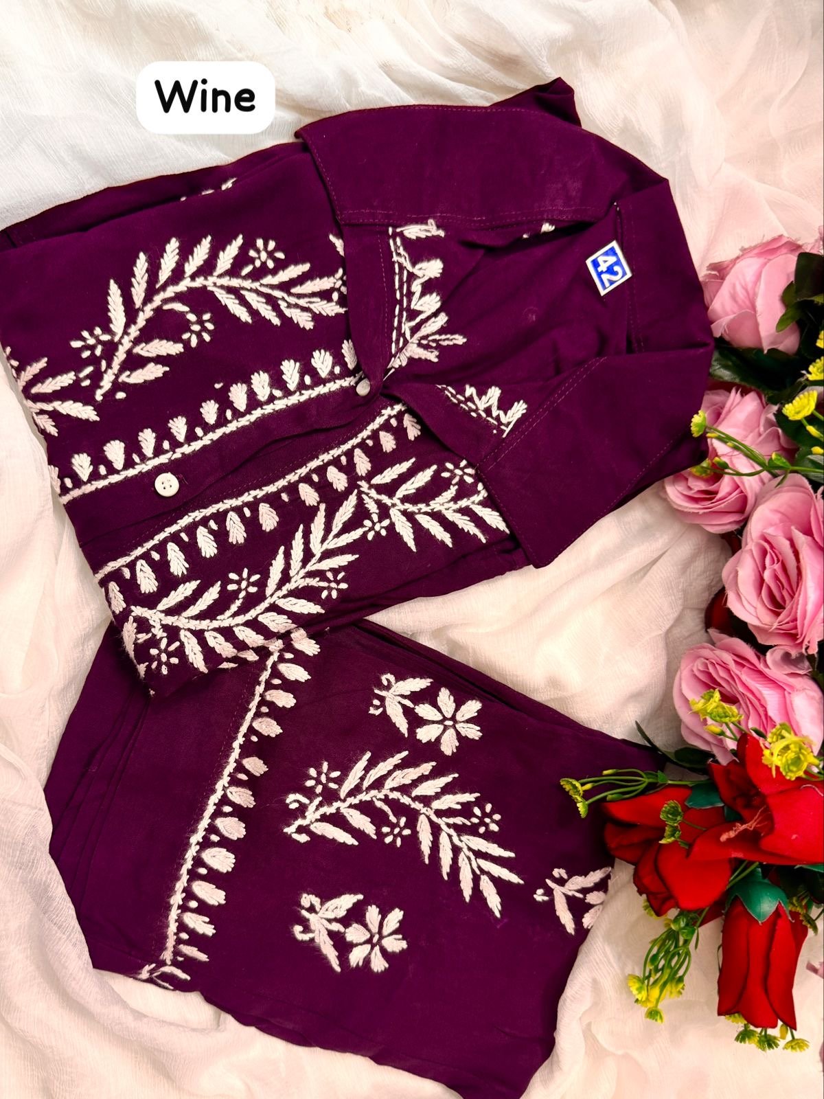 Modal Cotton Fine Embroidery Work Stylish Shirt Pant - Chikankari official