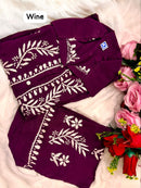 Modal Cotton Fine Embroidery Work Stylish Shirt Pant - Chikankari official