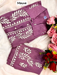 Modal Cotton Fine Embroidery Work Stylish Shirt Pant - Chikankari official