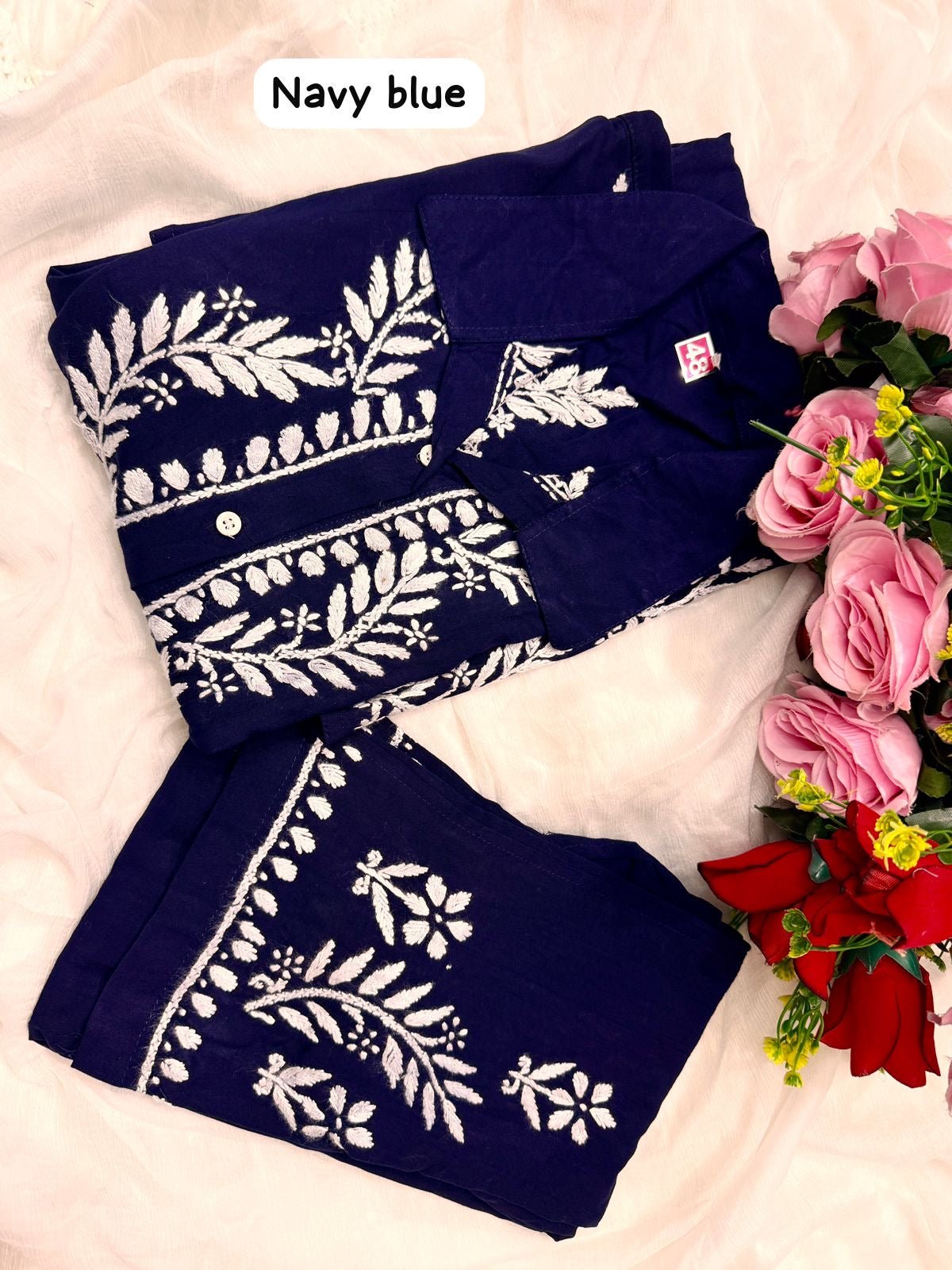 Modal Cotton Fine Embroidery Work Stylish Shirt Pant - Chikankari official
