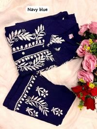Modal Cotton Fine Embroidery Work Stylish Shirt Pant - Chikankari official