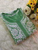 Modal cotton flower embroidered kurta - Chikankari official