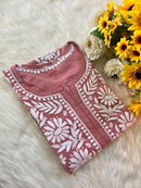 Modal cotton flower embroidered kurta - Chikankari official