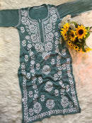 Modal cotton flower embroidered kurta - Chikankari official