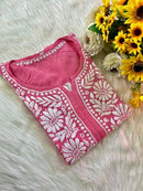 Modal cotton flower embroidered kurta - Chikankari official