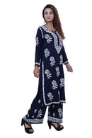 Modal Cotton Hand white thread embroidered Co - ord - Chikankari official