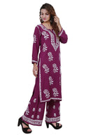 Modal Cotton Hand white thread embroidered Co - ord - Chikankari official