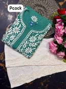 Modal cotton handwork long kurta with plazzo - Chikankari official