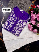 Modal cotton handwork long kurta with plazzo - Chikankari official