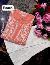 Modal cotton handwork long kurta with plazzo - Chikankari official