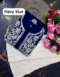 Modal cotton handwork long kurta with plazzo - Chikankari official