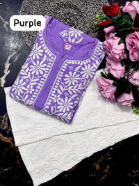 Modal cotton handwork long kurta with plazzo - Chikankari official