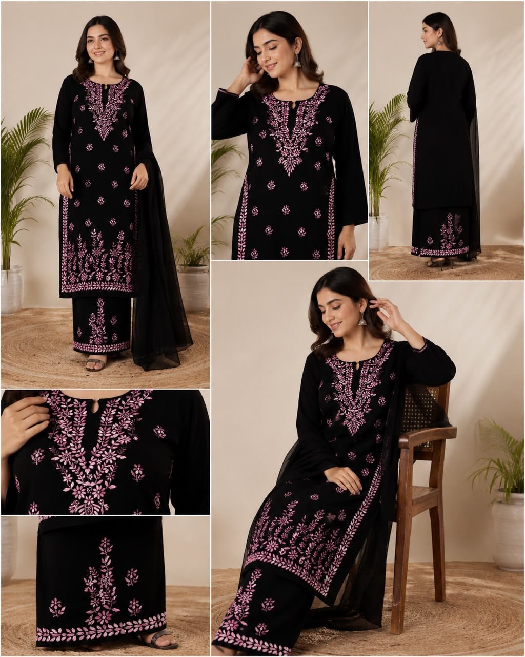 Modal cotton heavywork flowered set