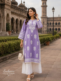 Modal Cotton long handwork Kurta - Chikankari official