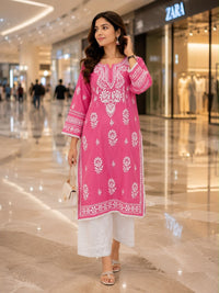 Modal Cotton long handwork Kurta - Chikankari official