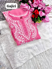 Modal Cotton long handwork Kurta - Chikankari official