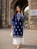 Modal Cotton long handwork Kurta - Chikankari official