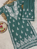 Modal Cotton Plazzo combo Fine rich Embroidery - Chikankari official