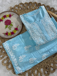 Modal Cotton Plazzo combo Fine rich Embroidery - Chikankari official