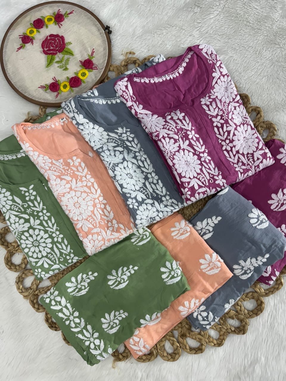 Modal Cotton Plazzo combo Fine rich Embroidery - Chikankari official