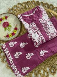 Modal Cotton Plazzo combo Fine rich Embroidery - Chikankari official