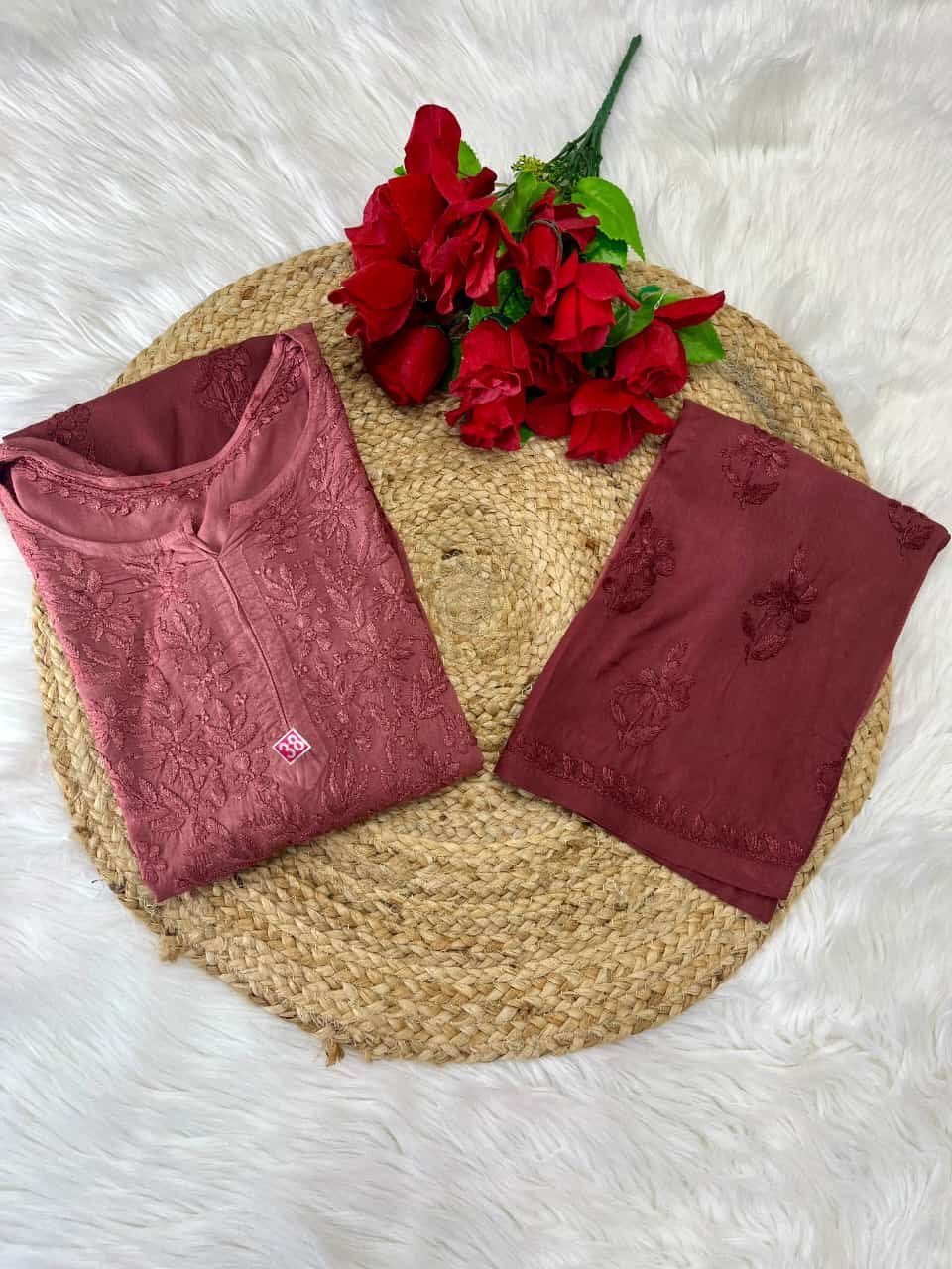 Modal cotton plazzo set soft embroidery - Chikankari official
