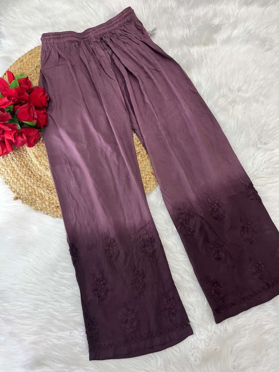 Modal cotton plazzo set soft embroidery - Chikankari official