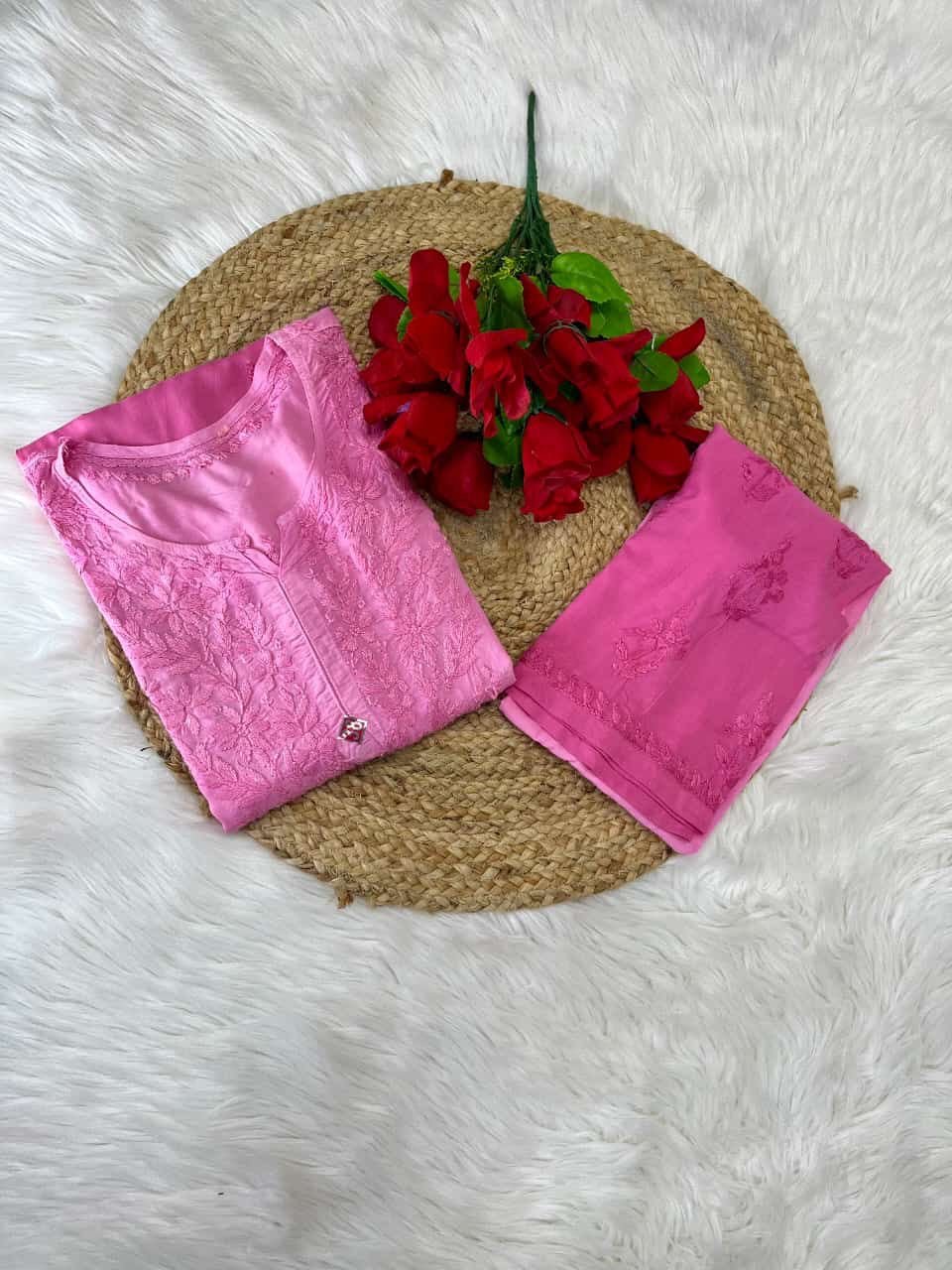 Modal cotton plazzo set soft embroidery - Chikankari official