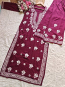 Modal cotton soft chikankari kurta with plazzo - Chikankari official
