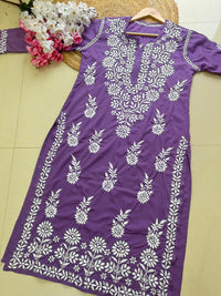 Modal Crape Embroidery Kurta - Chikankari official