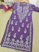 Modal Crape Embroidery Kurta - Chikankari official