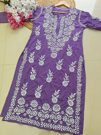 Modal Crape Embroidery Kurta - Chikankari official