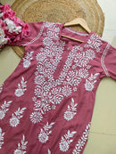 Modal Crape Embroidery Kurta - Chikankari official