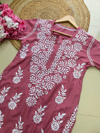 Modal Crape Embroidery Kurta - Chikankari official