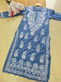 Modal Crape Embroidery Kurta - Chikankari official