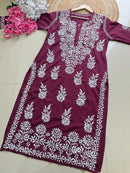 Modal Crape Embroidery Kurta - Chikankari official