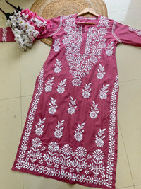 Modal Crape Embroidery Kurta - Chikankari official