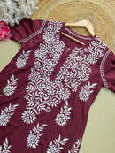 Modal Crape Embroidery Kurta - Chikankari official