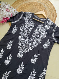 Modal Crape Embroidery Kurta - Chikankari official