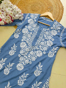 Modal Crape Embroidery Kurta - Chikankari official