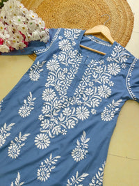 Modal Crape Embroidery Kurta - Chikankari official