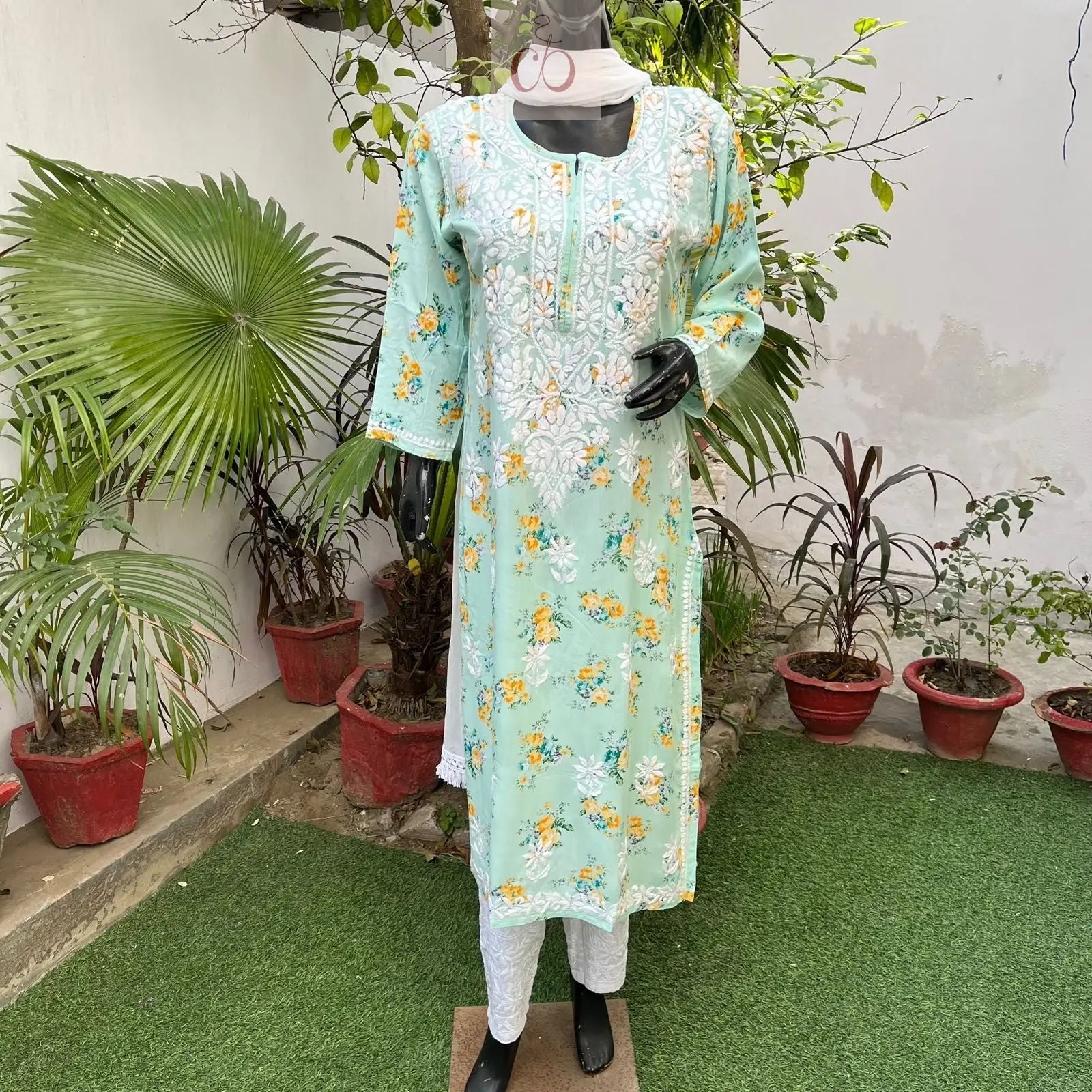 Modal Digital Print kurta - Chikankari official