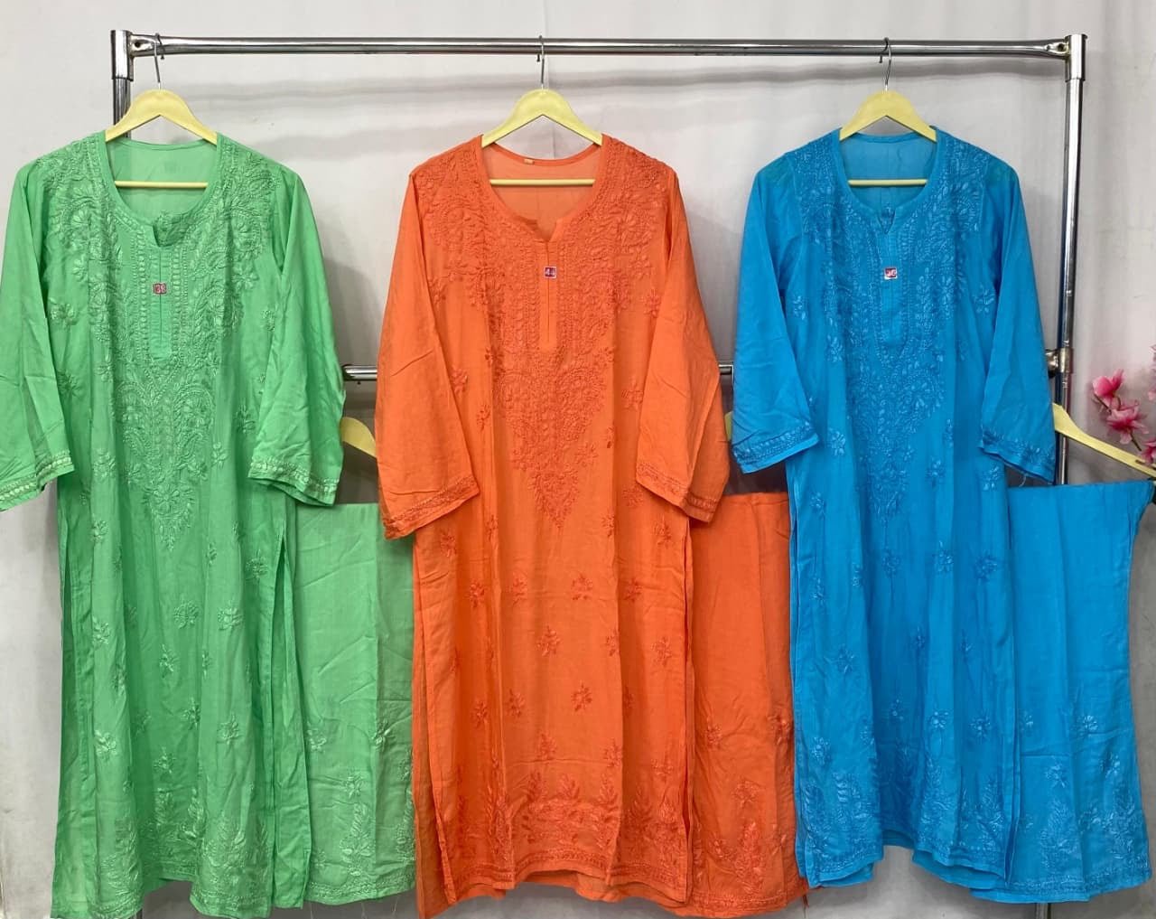 Modal Kurta & Plazzo Tone Worked embroidered - Chikankari official