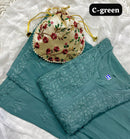 Modal lucknowi Daman rich work Kurta and plazzo with Potli Bag - Chikankari official